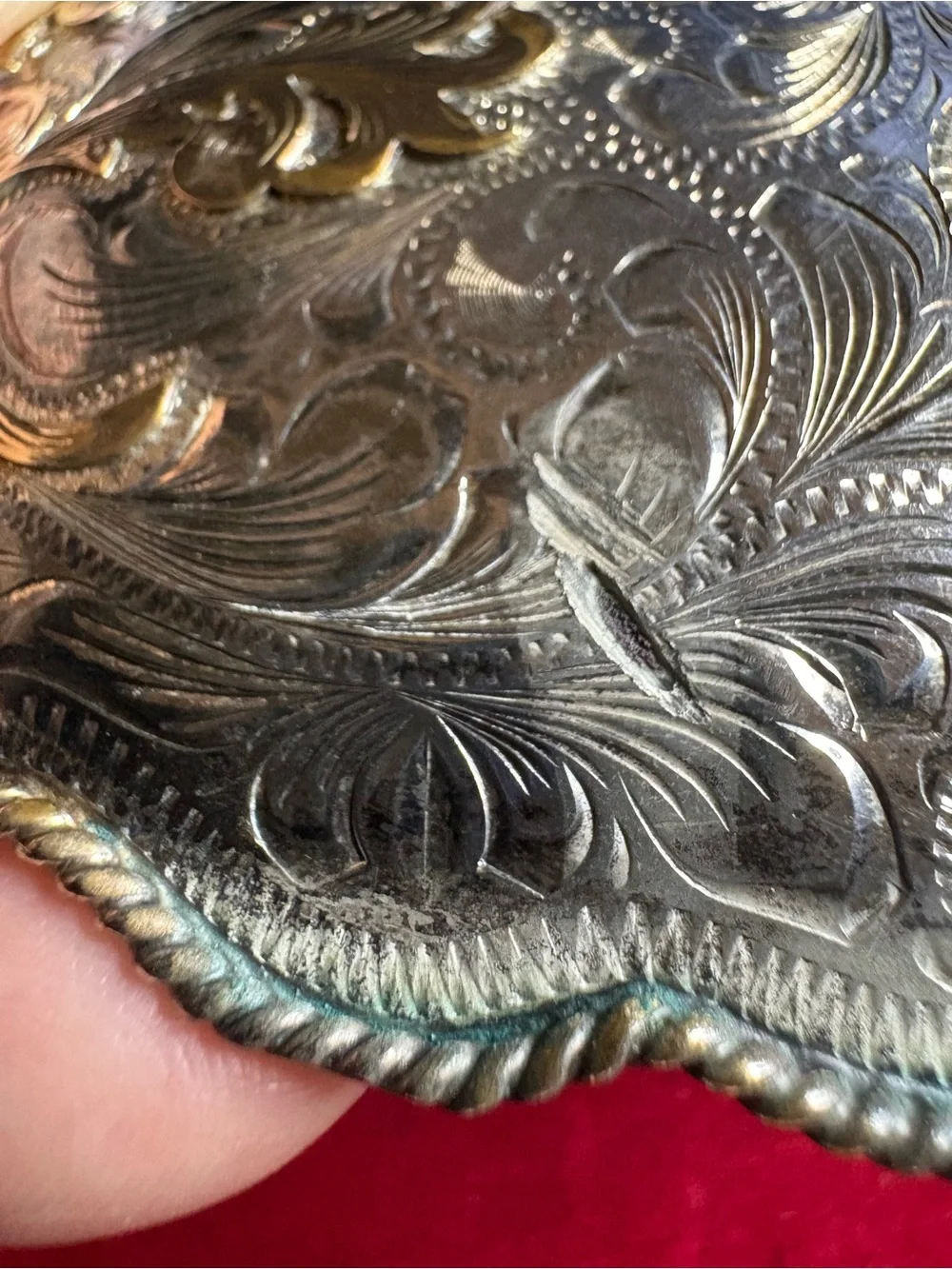 Belt Buckle Fleming Sterling Silver Overlaid Mexico Gold Filled Western Trophy